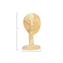 Load image into Gallery viewer, Hand-Carved Teak Wood Face Resting on Hand