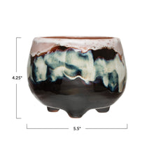 Load image into Gallery viewer, Pot, 4in, Terracotta, Multicolor Reactive Glaze