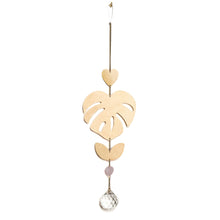 Load image into Gallery viewer, Monstera Leaf & Rose Quartz Suncatcher