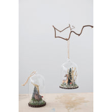 Load image into Gallery viewer, Glass Cloche with Resin Animal Ornament, 5.25in