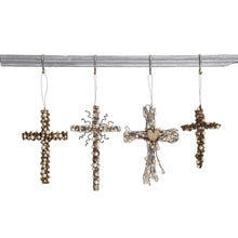 Load image into Gallery viewer, Wire Cross Ornament with Beaded Details, 7in