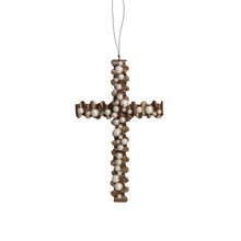Load image into Gallery viewer, Wire Cross Ornament with Beaded Details, 7in