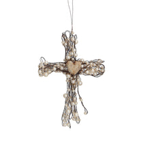 Load image into Gallery viewer, Wire Cross Ornament with Beaded Details, 7in