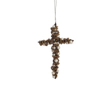 Load image into Gallery viewer, Wire Cross Ornament with Beaded Details, 7in