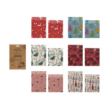 Load image into Gallery viewer, Christmas Print Beeswax Food Bags, Set of 2