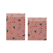 Load image into Gallery viewer, Christmas Print Beeswax Food Bags, Set of 2