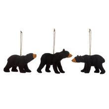 Load image into Gallery viewer, Faux Fur Black Bear Ornament, 3in