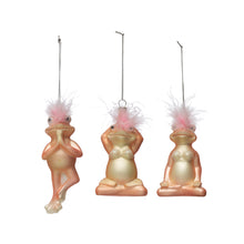 Load image into Gallery viewer, Mercury Glass Pink Frog in Yoga Pose Ornament, 5in