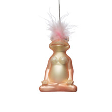 Load image into Gallery viewer, Mercury Glass Pink Frog in Yoga Pose Ornament, 5in