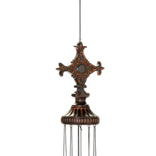 Load image into Gallery viewer, Rustic Brown Polystone Cross Wind Chime, 4 Styles