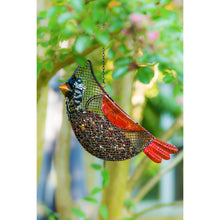 Load image into Gallery viewer, Metal Mesh & Glass Cardinal Hanging Bird Feeder