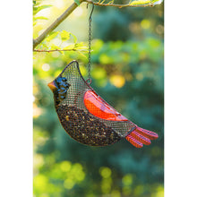 Load image into Gallery viewer, Metal Mesh & Glass Cardinal Hanging Bird Feeder