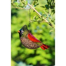 Load image into Gallery viewer, Metal Mesh & Glass Cardinal Hanging Bird Feeder