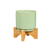 Load image into Gallery viewer, Pot, 3.5in, Ceramic, with Wood Stand, 3 Asst