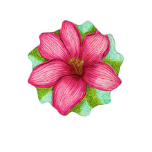 Load image into Gallery viewer, Shaped Glass Bird Bath, Pink Flower, 18in