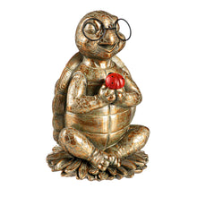 Load image into Gallery viewer, Turtle Garden Statue with Solar Ladybug, 8.5in