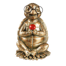 Load image into Gallery viewer, Turtle Garden Statue with Solar Ladybug, 8.5in