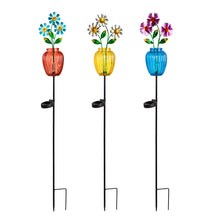 Load image into Gallery viewer, Solar Flower in Vase Garden Stake, 39.5in