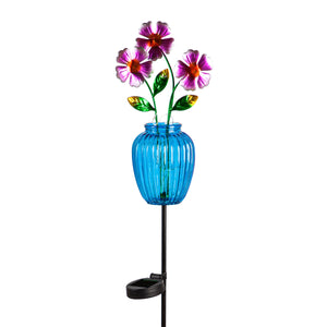 Solar Flower in Vase Garden Stake, 39.5in