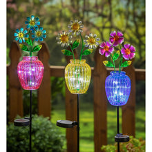 Load image into Gallery viewer, Solar Flower in Vase Garden Stake, 39.5in