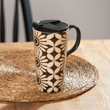Load image into Gallery viewer, Black & White Daisies Ceramic Mug w/Box, 17oz