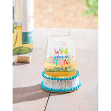 Load image into Gallery viewer, Stemless Wine Glass w/Coaster Base, Fun Comes Out