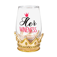 Load image into Gallery viewer, Stemless Wine Glass w/Coaster Base, Her Wineness