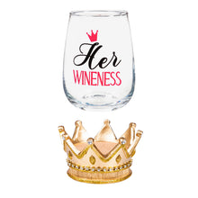 Load image into Gallery viewer, Stemless Wine Glass w/Coaster Base, Her Wineness