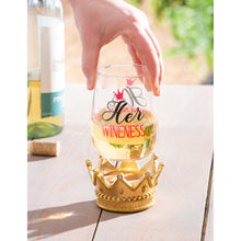 Load image into Gallery viewer, Stemless Wine Glass w/Coaster Base, Her Wineness