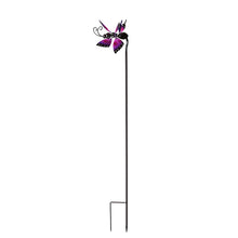 Load image into Gallery viewer, Purple Butterfly Wind Spinner Stake, 48in
