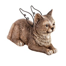 Load image into Gallery viewer, Cat with Metal Wings Garden Statue, 12in