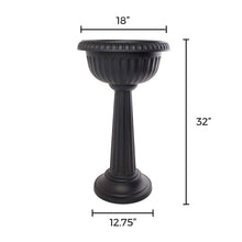 Load image into Gallery viewer, Planter, 18in, Grecian Pedestal Urn, Black