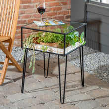 Load image into Gallery viewer, Metal &amp; Glass Planter Table, 18in Square
