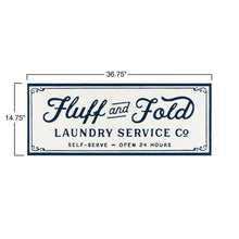 Load image into Gallery viewer, Embossed Enameled Metal Fluff & Fold Laundry Sign
