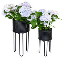 Load image into Gallery viewer, Round Mesh Metal Planter with Stand, 10in