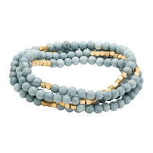 Load image into Gallery viewer, Stone Wrap Bracelet, Blue Howlite & Gold