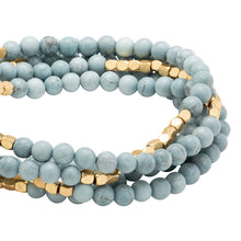 Load image into Gallery viewer, Stone Wrap Bracelet, Blue Howlite & Gold