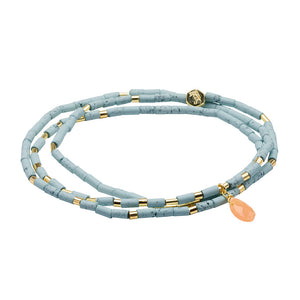 Teardrop Stone Wrap Bracelet, Blue Hwlt & Sunstone