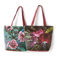 Load image into Gallery viewer, Floral Tote with Faux Leather Accents, 2 Styles