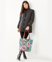 Load image into Gallery viewer, Floral Tote with Faux Leather Accents, 2 Styles