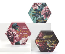 Load image into Gallery viewer, Floral Sentiment Hex Wood Block Decor, 3 Styles