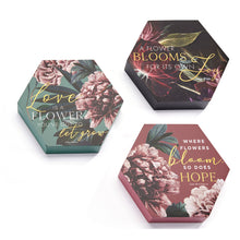 Load image into Gallery viewer, Floral Sentiment Hex Wood Block Decor, 3 Styles