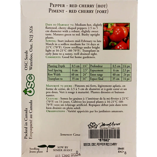 Pepper - Red Cherry Seeds, OSC