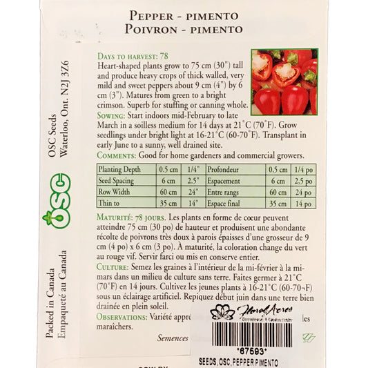 Pepper - Pimento Seeds, OSC