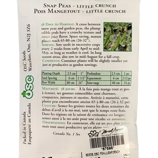Pea - Little Crunch Snap Seeds, OSC