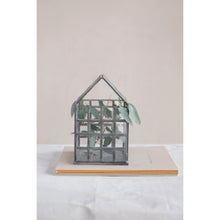 Load image into Gallery viewer, Metal and Glass Greenhouse Terrarium, 10in
