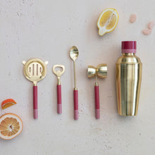 Load image into Gallery viewer, Steel & Resin Bar Tools, Brass & Pink, Set of 5