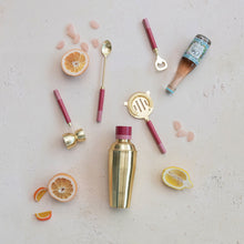 Load image into Gallery viewer, Steel & Resin Cocktail Shaker, Brass & Pink