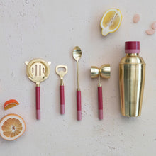 Load image into Gallery viewer, Steel & Resin Cocktail Shaker, Brass & Pink