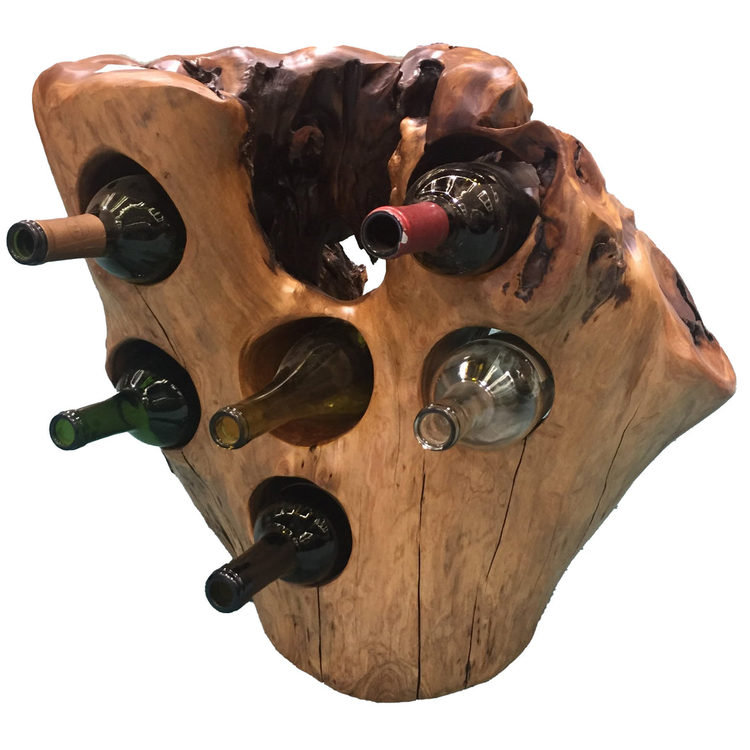 Wine Bottle Holder, Wood, Hand-Crafted, 6 Bottle